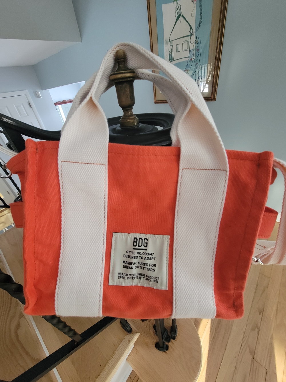 BDG Bright Orange Canvas Tote with Cream Webbing Handles